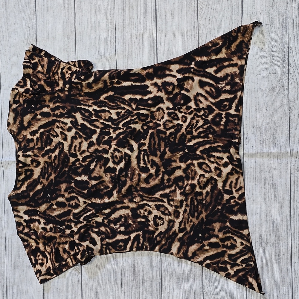 Notations Brown and Black Asymmetrical Embellished Blouse Size XL - Picture 3 of 3